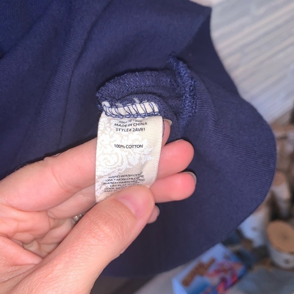 Soft Surroundings Navy French Terry Cotton Cold Shoulder Grommet Sweatshirt XL - Picture 5 of 10